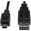 USB 2.0 Gold Cable, 6 ft, Black, Reversible USB 2.0 A to Mini B Device
