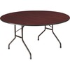 Premium Wood Laminate Folding Table, 60 Dia. x 29h, Mahogany Top/Gray Base