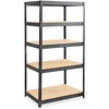 Boltless Steel/Particleboard Shelving, Five-Shelf, 36w x 24d x 72h, Black