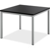 Metal Leg Corner Table, , 24"W x 24"D, Black Laminate, Silver Frame