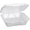 Snap It Container, Foam, Square, 9-1/4" L x 9-1/4" W x 3" H, White, 100/Bag, 2 Bags/Carton