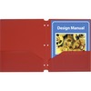 Two-Pocket Heavyweight Poly Portfolio Folder w/3-Hole Punch, Letter, Red, 25/Box