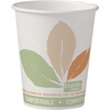 Bare PLA Hot Cups, 10 oz, Paper, White With Leaf Design, 50/Bag, 20 Bags/Carton