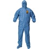 A60 Bloodborne Pathogen/Chemical Splash Protection Coveralls With Hood/Boots, 2-XL, Blue, 24 Coveralls/Carton
