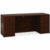 10500 Series Kneespace Credenza With Full-Height Pedestals, 72w x 24d, Mahogany