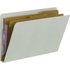 Pressboard End Tab Classification Folder, Legal, Six-Section, Gray/Green, 10/Box