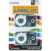 Tape Cassettes for KL Label Makers, 12mm x 26ft, Black on White, 2/Pack