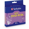Dual-Layer DVD+R Discs, 8.5GB, 8x, w/Jewel Cases, 5/Pack, Silver