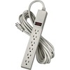 6 Outlet Power Strip, 3-prong, 15 ft Cord, 110 V AC Voltage, Strip, Wall Mountable, Platinum