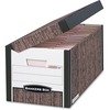 Systematic File Storage Boxes, Letter/Legal, Flip Top Closure, Medium Duty, Single Wall, Wood Grain/Blue, 12/Carton