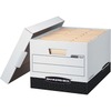 R-Kive File Storage Box, Letter/Legal, Lift-off Closure, Heavy Duty, White/Black, 12/Carton