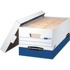 Presto File Storage Box, Letter, 750 lb, Lift-off Closure, Heavy Duty, White/Blue, 12/Carton
