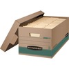 STOR/FILE Recycled File Storage Box, Letter, Lift-off Closure, Medium Duty, Stackable, Kraft/Green, 12/Carton