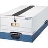 Liberty Plus File Storage Box, Legal, String/Button Tie Closure, Heavy Duty, Corrugated Paper, White/Blue, 12/Carton