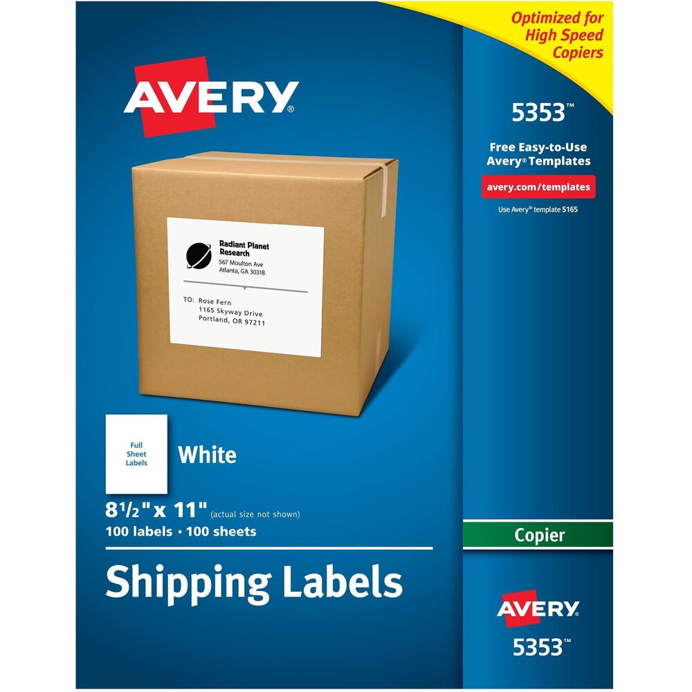 AVE5353 - Save time addressing repeat mailings. Create a master sheet once and make copies as needed. Bright white labels for sharper print quality are perfect for creating labels for addressing, shipping, bar coding and organizing. Letter-size sheets are optimized for high-speed copiers and feed automatically through copy machines. Permanent adhesive keeps labels secure on all mailings. Free, easy-to-use templates are available online. More from the Manufacturer