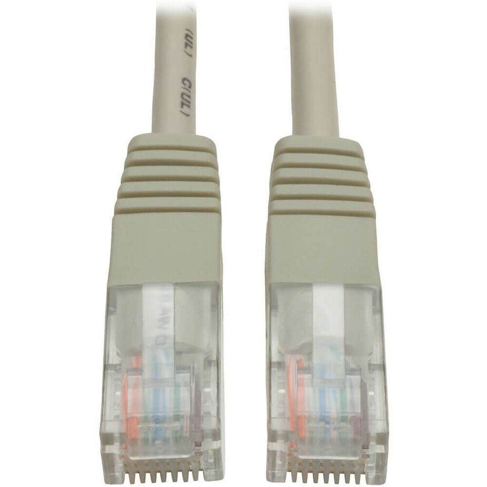 TRPN002025GY - This gray Category 5e (Cat5e) Ethernet cable has two standard RJ45 molded male connectors featuring integral strain relief. The cable is manufactured from PVC 4-pair solid UTP and is rated for 350 MHz/1 Gbps communication. All cables are offered in a variety of lengths and colors for all category 5 (Cat5) and 5e cabling needs. Snagless Cat5e Ethernet cables are also available. More from the Manufacturer