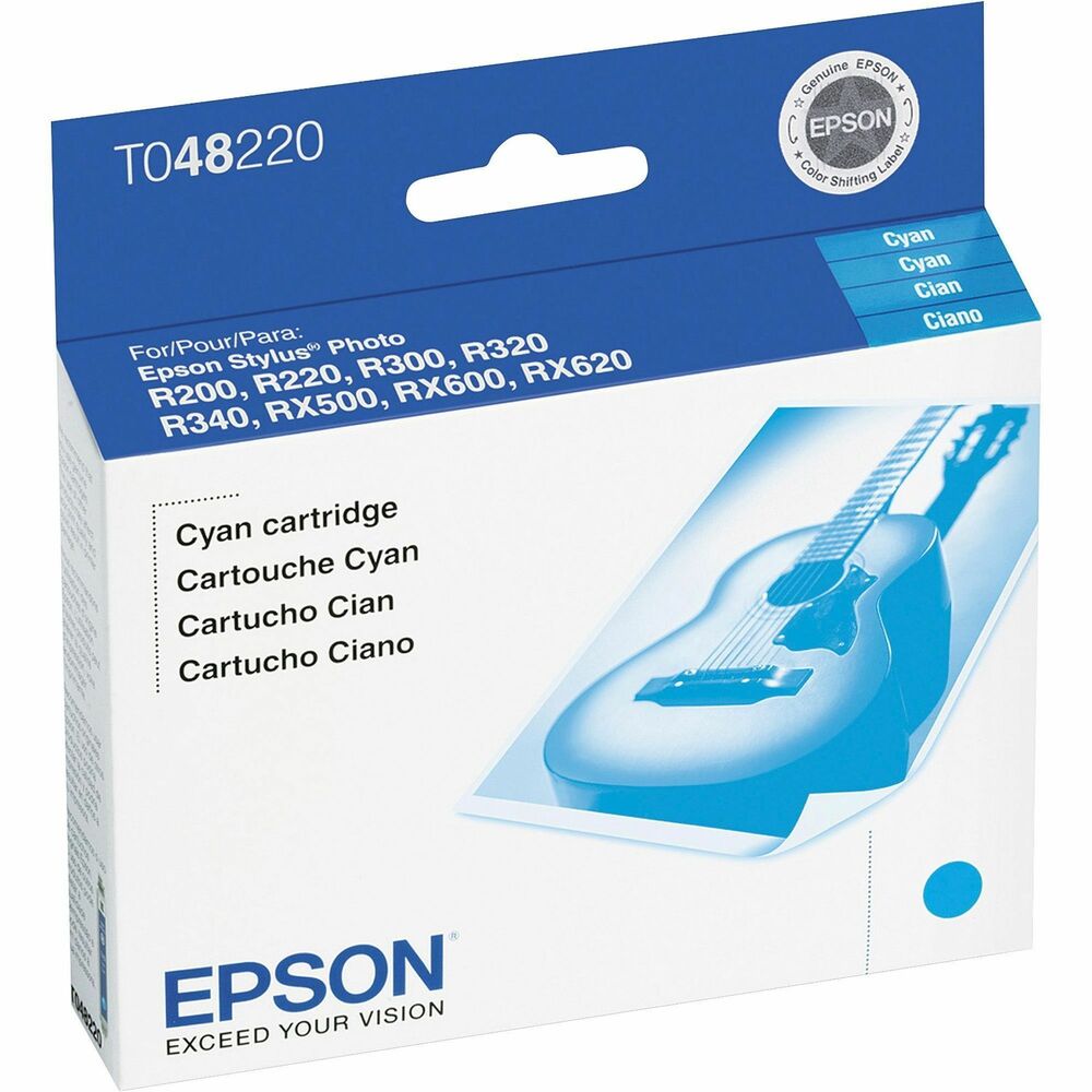 EPST048220S - Ink cartridge is designed for use with Epson Stylus Photo R200, R220, R300, R300M, R320, R340, RX500, RX600 and RX620. Ink provides high resolution and color saturation for crisp, clean graphics and print. Quick-drying, dye-based ink offers optimum performance and productivity.
