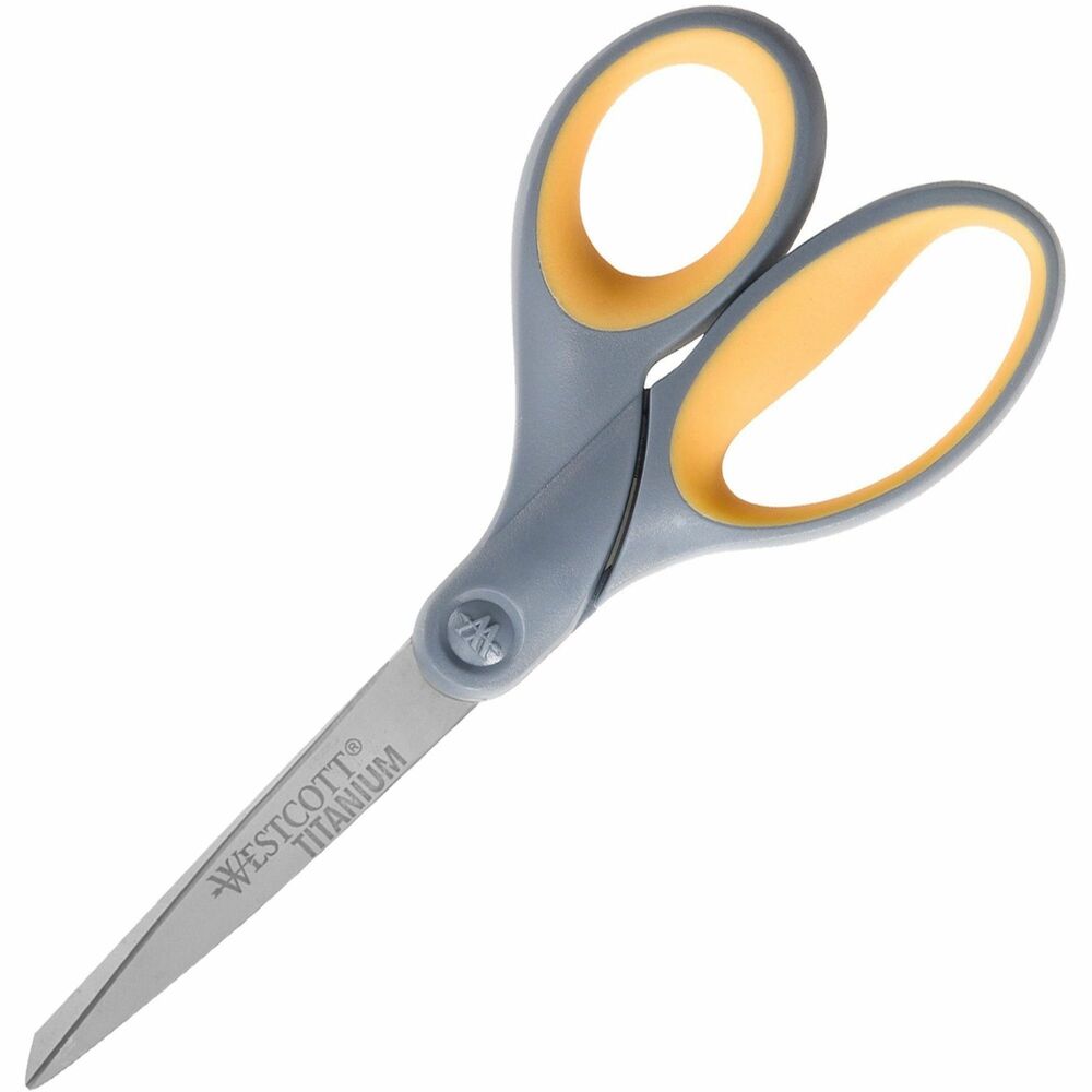 ACM13526 - Scissors feature high-performance, titanium-bonded blades that provide three times the strength of stainless steel and resist corrosion. Blades also resist the stickiness of tape and glue. Scissors are ideal for paper, cardboard, lightweight line, fabric and other materials.