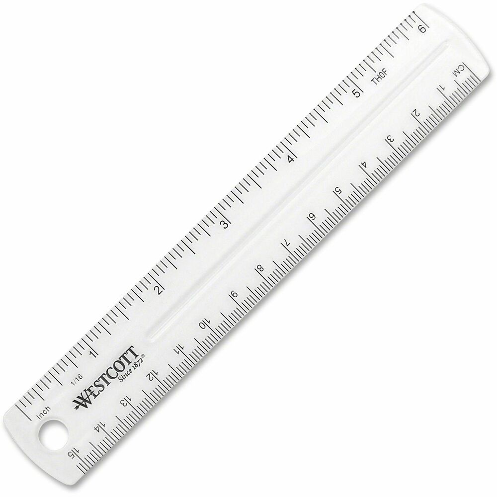 ACM45016 - Durable plastic ruler is easy to read with a clear design. Numerals and graduations are sharply delineated. Ruler is scaled in 1/16" and metric scales.