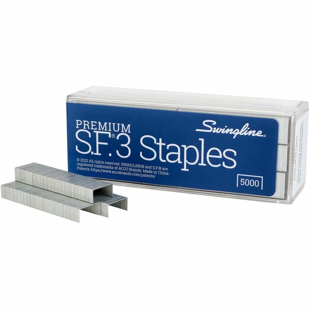 SWI35440 - Premium staples provide dependable, top-quality stapling performance. Precision-engineered chisel point delivers minimal jamming. High-quality construction results in 75 percent fewer misforms than comparable staples. Crown width is 1/2". Leg length is 1/4". Half strip of SF3 premium standard staples contains 105 staples for compact/half-strip standard staplers. Staples come in a reusable storage box.