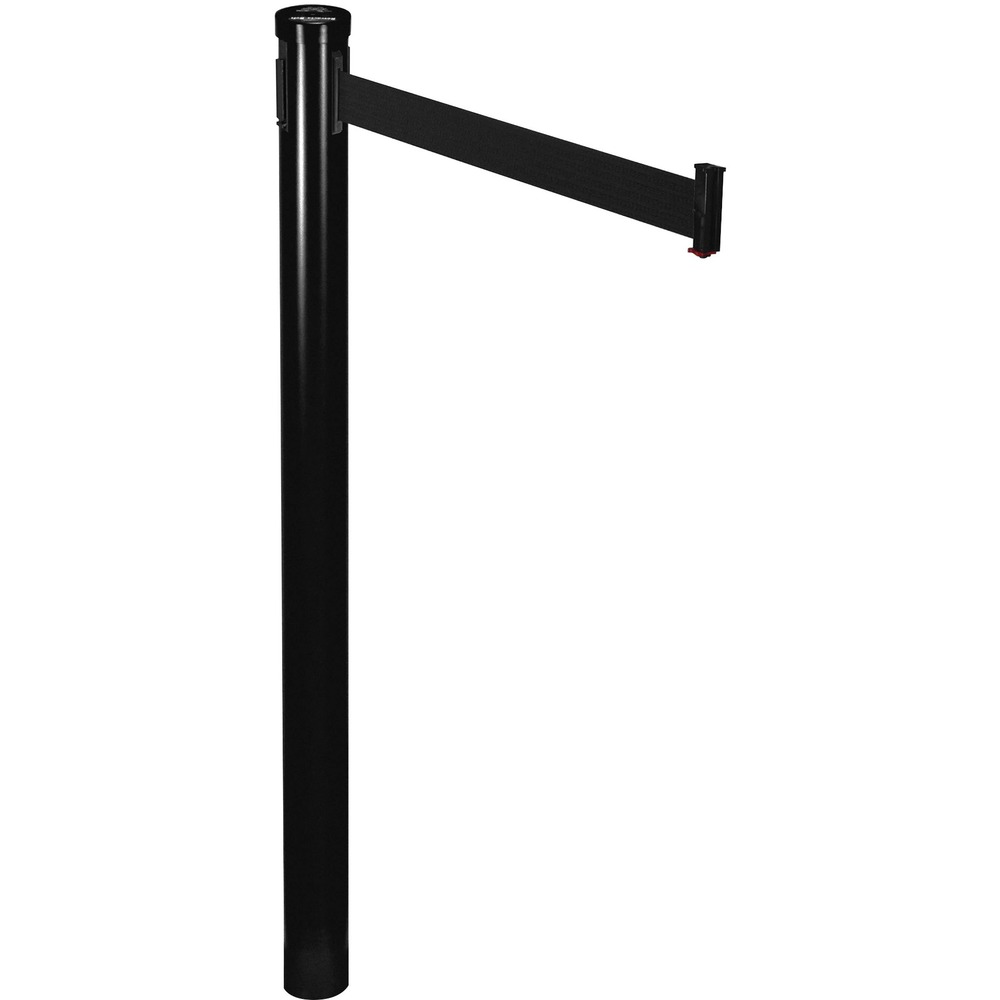 TCO11611 - Sleek, black posts with adjustable, nylon web tape provide stylish, portable traffic guides. Ideal for users needing frequent adjustment of post locations indoors and outdoors. They are suitable for heavy-duty use. Tape extends from post head up to 10' and retracts slowly and safely as needed. Each Adjusta-tape post can receive tape from up to three other posts. Heavy-duty shell is powder-coated. Weighted, powder-coated, black base (TCO11711) stays in place and is sold separately.