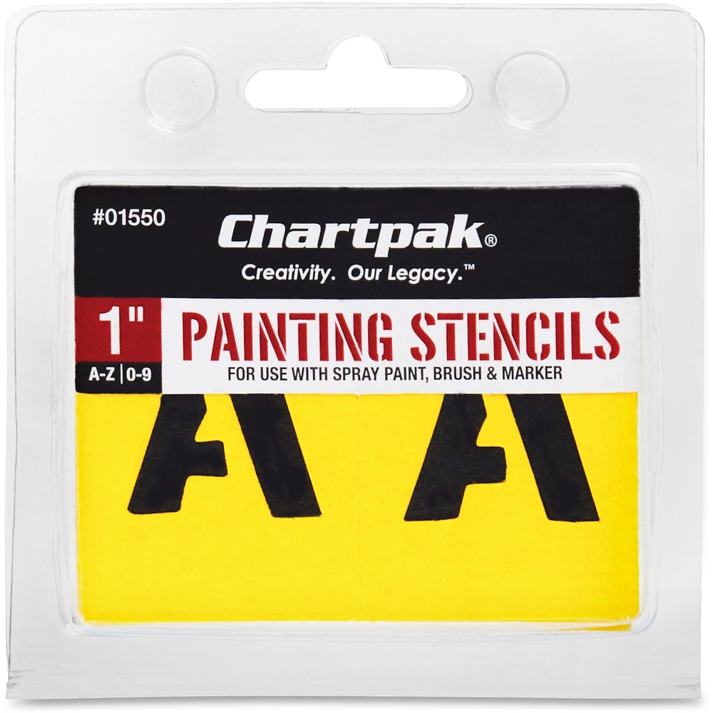 CHA01550 - Painting letter/number stencils make it easy to produce painted lettering for posters, displays, signs and projects. Gothic-style letters and numbers are cut from heavy yellow stencil board to use and reuse.
