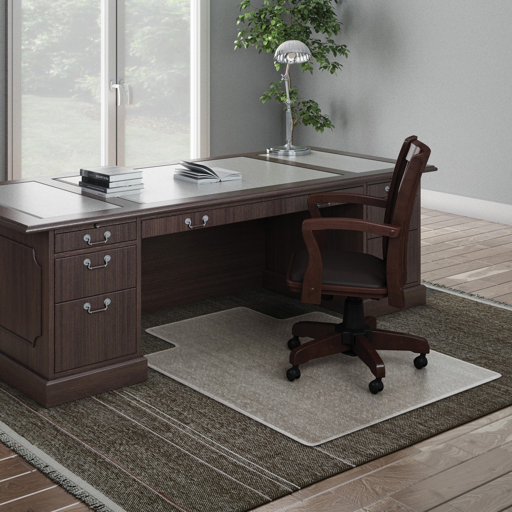 DEFCM17233 - Protect your special rugs, carpet and flooring from damage caused by chair wheels. This chairmat with a lip is ideal for protecting plush, high-pile or heavily padded carpets more than 3/4" thick. Blunt end studs won't pierce or damage your carpet backing. Beveled edge allows smooth, on/off chair movement. Textured top surface is slip-resistant and scuff-resistant. Vinyl, classic mat is almost 1/3" thick to help prevent sinking and offers maximum transparency and durability so it's perfect for big and tall users and heavy executive chairs. Free and Clear formula produces an exceptionally clear mat that is nonphthalate, noncadmium, BPA-free and lead-free.