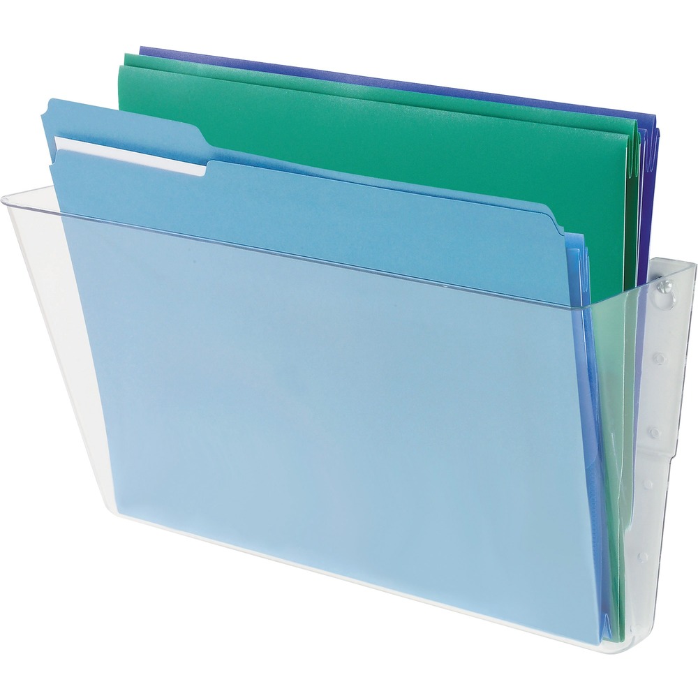 DEF73201 - Wall pocket mounts easily with screws or mounting tape (both included) to hold letter-size files. Multiple pockets stack together with linking pins, minimizing damage to the mounting surface. Wall pocket is recyclable.