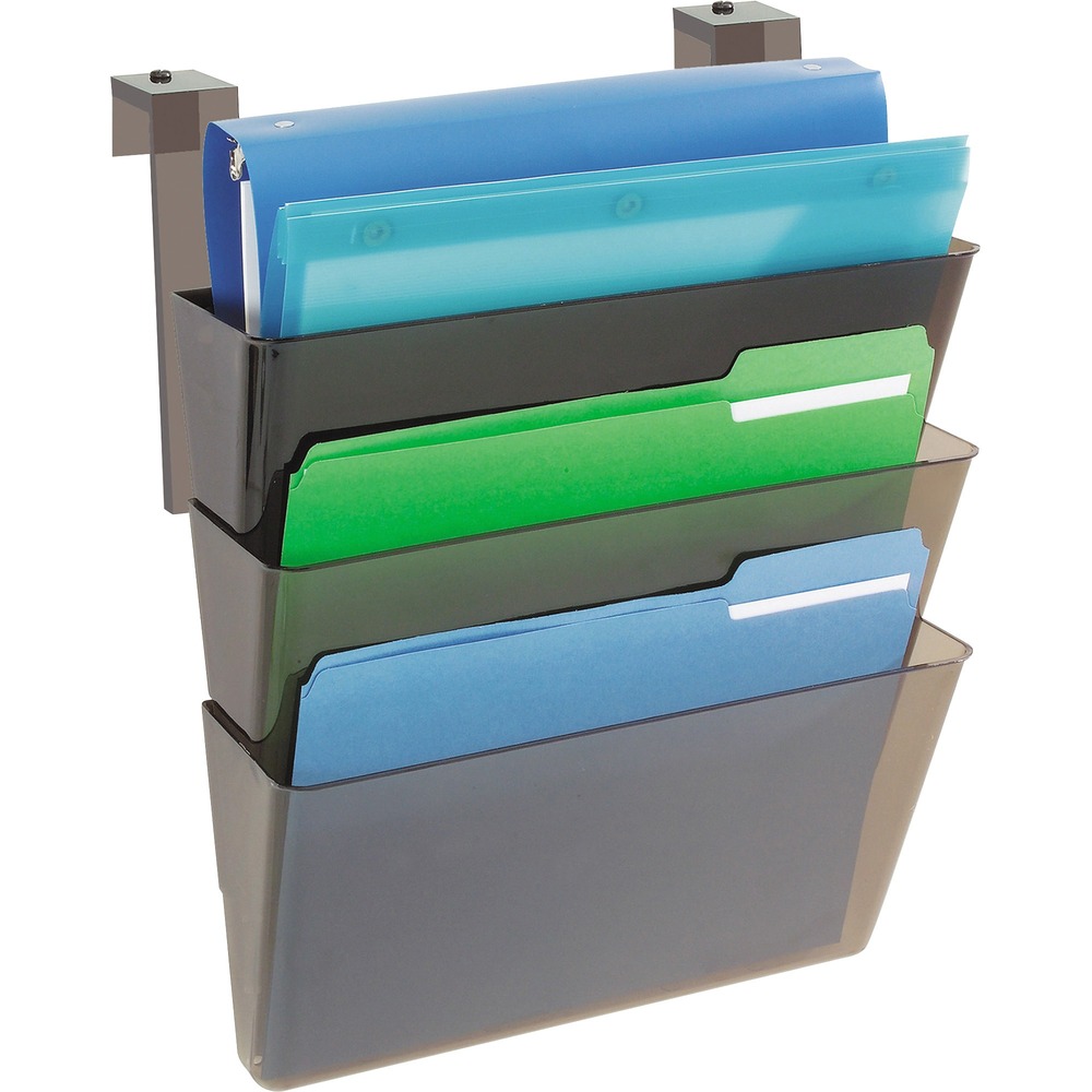 DEF73502RT - Partition wall-pocket system features three letter-size filing pockets. Use the included EZ-Link pins to hang multiple pockets together from one set of partition brackets. Linked pocket height expands from 14" to 19". Three-pocket system includes two brackets for mounting on standard partitions, EZ-Link pins and mounting hardware (screws, magnets and hook-and-loop closure).