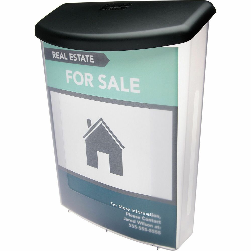 DEF790901 - Durable, plastic outdoor box is break-resistant and weatherproof. It fits a variety of poles and posts. It is roomy enough to hold an abundance of letter-size, legal-size and A4-size documents. Clear design lets you easily view literature inside. Black lid protects contents. Outdoor box includes plastic ties and screws for mounting.