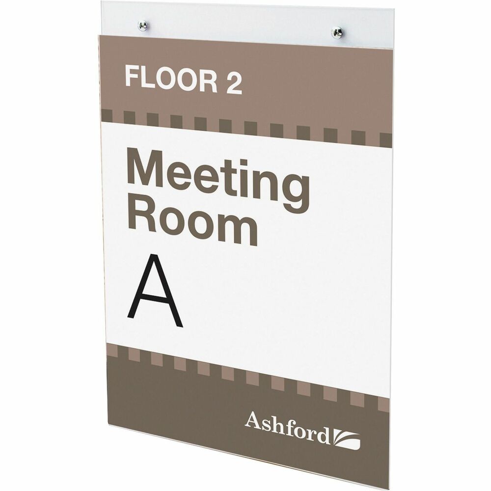DEF68201 - Wall-mountable sign holder saves counter space. Predrilled holes make wall-mounting easy. Sign holder is designed to protect your signs from stains, scratches and tears. Change letter-size sign inserts without removing holder from the wall. Transparent sign holder is made of durable, clear plastic and is recyclable.