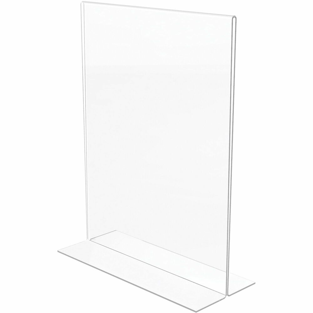 DEF69201 - Stand-up sign holder is ideal for retailers, restaurants, trade shows and hospitals. Bottom-loading, self-standing design makes it easy to use. Sign holder requires no hardware to install. Simply insert sign and set on counter or desktop. Transparent sign holder is made of durable, clear plastic.