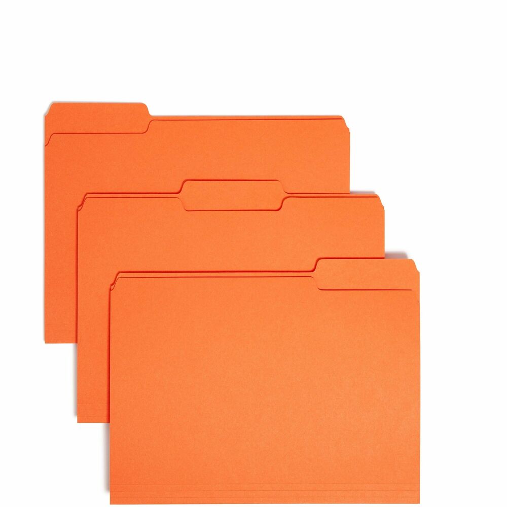 SMD10259 - Keep documents organized when removed from the file drawer. These special-size folders fit neatly inside hanging folders so the tabs are hidden when returned to the file. The 1/2" high tab will not interfere with the vinyl tabs of the hanging folder. Assorted tab positions allow more than one interior folder to be used within a single hanging folder. Folder offers 11 point stock, undercut front panel, a 3/4" scored expansion and rounded top corners in front and back.