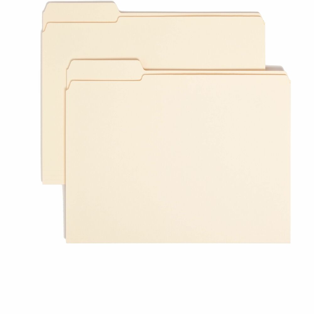 SMD10335 - More durable than standard file folders, these file folders feature reinforced tabs to provide the extra strength where you need it most. These long-lasting, 1/3-cut tabs make the folders ideal for organizing files or archives. Tab is 1/2" high and 1/3-cut in the left position. Sturdy, 11 point construction of the file folders protects documents. Corners are rounded in front and back. Letter-size folders are also scored for 3/4" expansion.