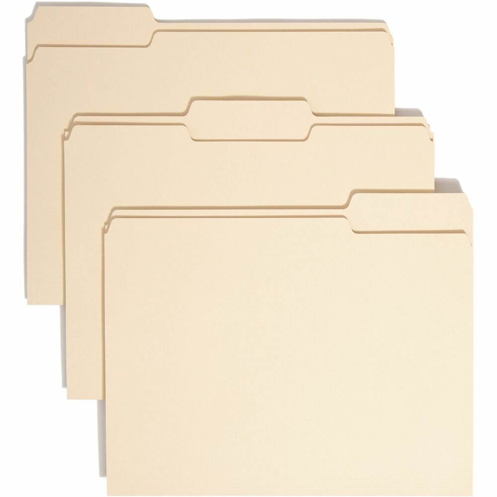 SMD10339 - Top-tab folders are ideal for organizing files or archives. Sturdy, acid-free 11 point stock protects documents. Folders have assorted 1/3-cut tabs that are single-ply and 1/2" high. Corners are rounded in front and back. Each folder is scored for 3/4" expansion and is made with a high percentage of recycled material.
