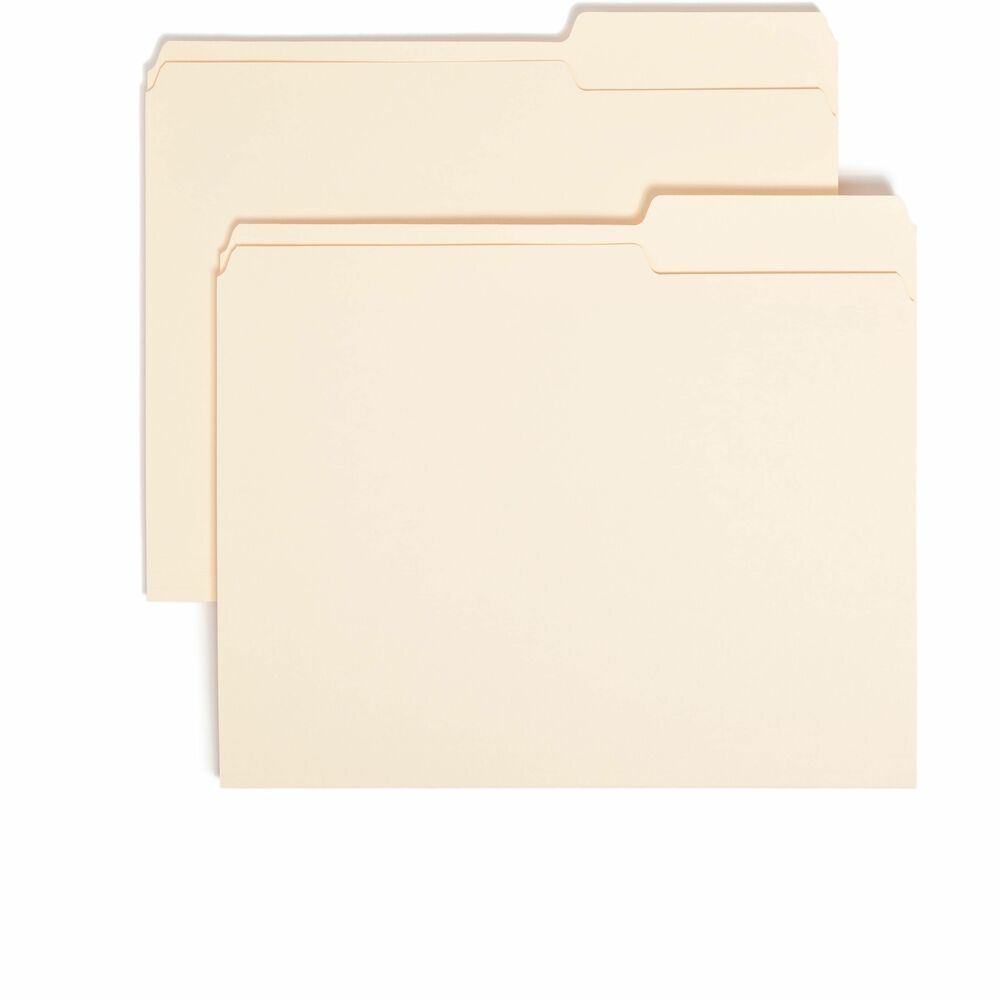 SMD10385 - Top-tab folders are ideal for organizing files or archives. Sturdy, 11 point construction protects documents. 2/5-cut tabs are 1/2" high. Corners are rounded in front and back. Folders are also scored for 3/4" expansion.