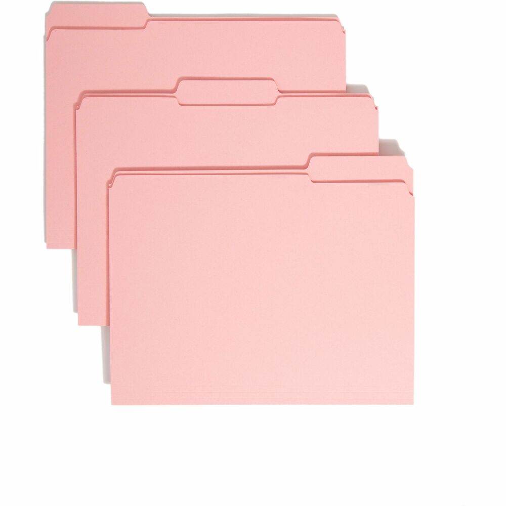 SMD12634 - More durable than standard file folders, these file folders with reinforced two-ply tabs provide extra strength where you need it most. Tabs are built stronger to last longer. 1/3-cut tabs come in assorted positions to help reduce filing and retrieval time. Use these colorful folders to categorize different types of folders or to complement your company colors or decor. Acid-free, letter-size folders are made of 11 point stock.