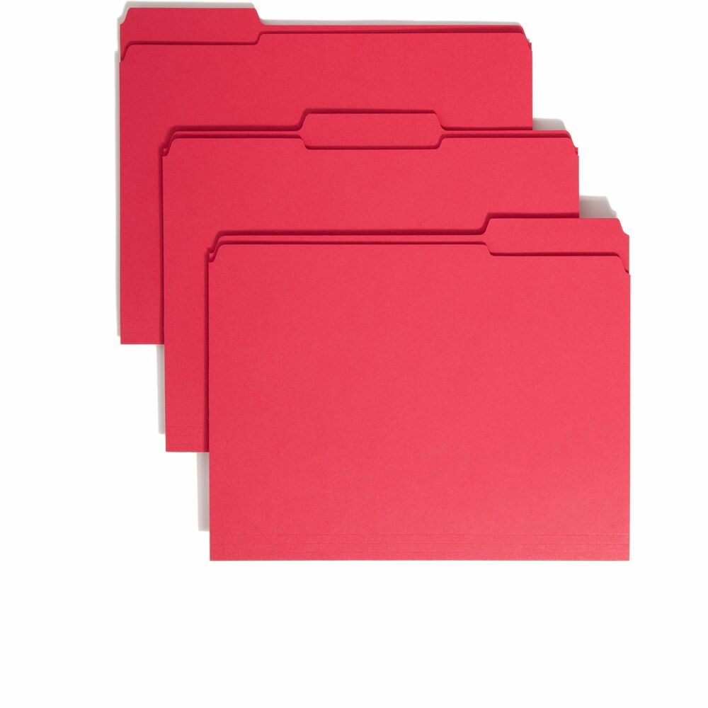 SMD12734 - More durable than standard file folders, these file folders with reinforced two-ply tabs provide extra strength where you need it most. Tabs are built stronger to last longer. 1/3-cut tabs come in assorted positions to help reduce filing and retrieval time. Use these colorful folders to categorize different types of folders or to complement your company colors or decor. Acid-free, letter-size folders are made of 11 point stock.