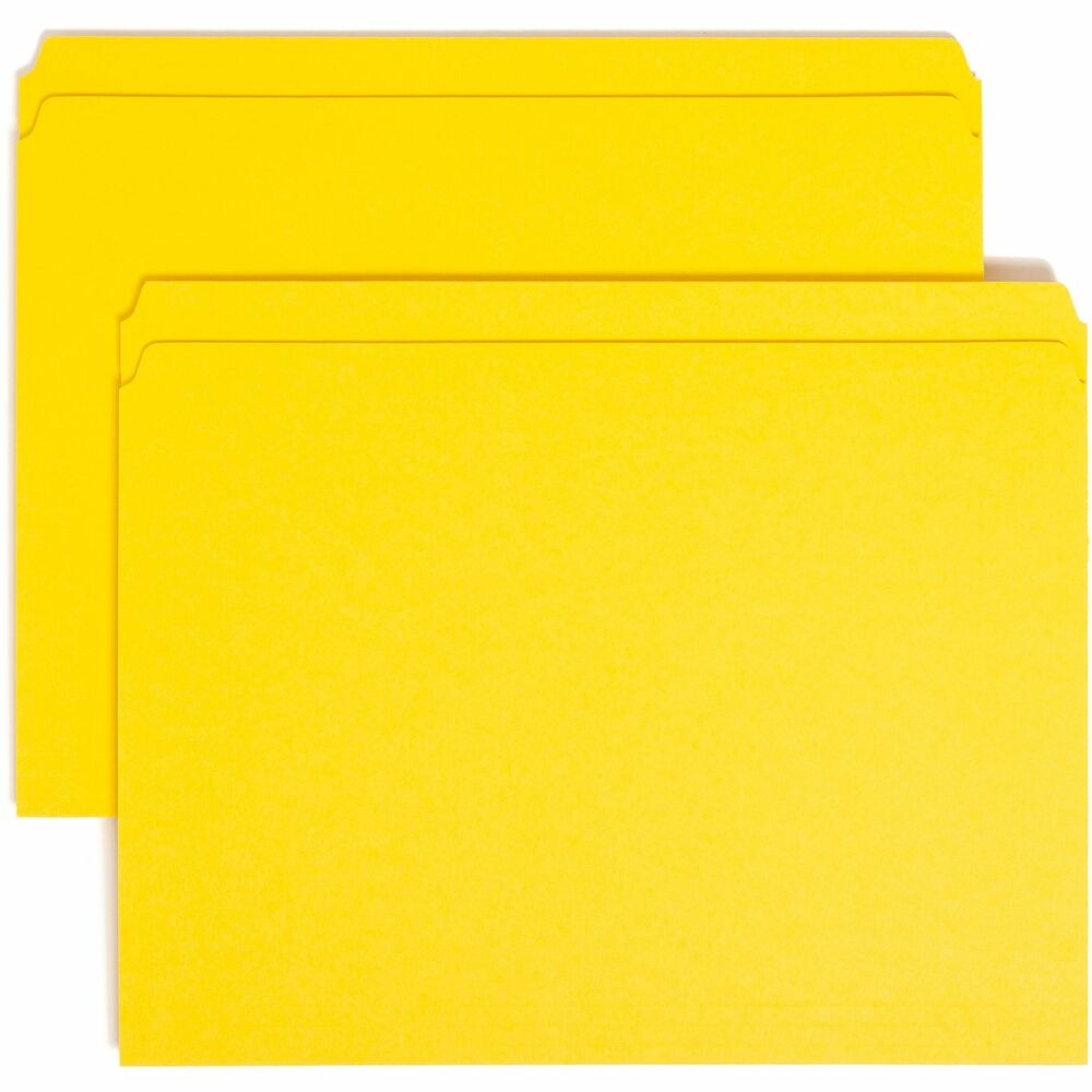 SMD12910 - More durable than standard file folders, file folders with reinforced two-ply tabs provide extra strength where you need it most. They are built stronger to last longer. Use the vibrant color to categorize different types of folders or to complement your company colors or decor. Folders feature straight-cut tabs for ample labeling space and are made of 11 point stock.