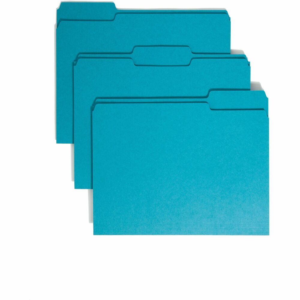 SMD13143 - Speed filing and retrieval time by using color to categorize different types of folders. Single-ply is the economical choice for files that are seldom accessed. File folders are made of 11 point stock. They also feature undercut front panel and rounded top corners. 1/3-cut tabs are 1/2" high. Folders are scored for 3/4" expansion.
