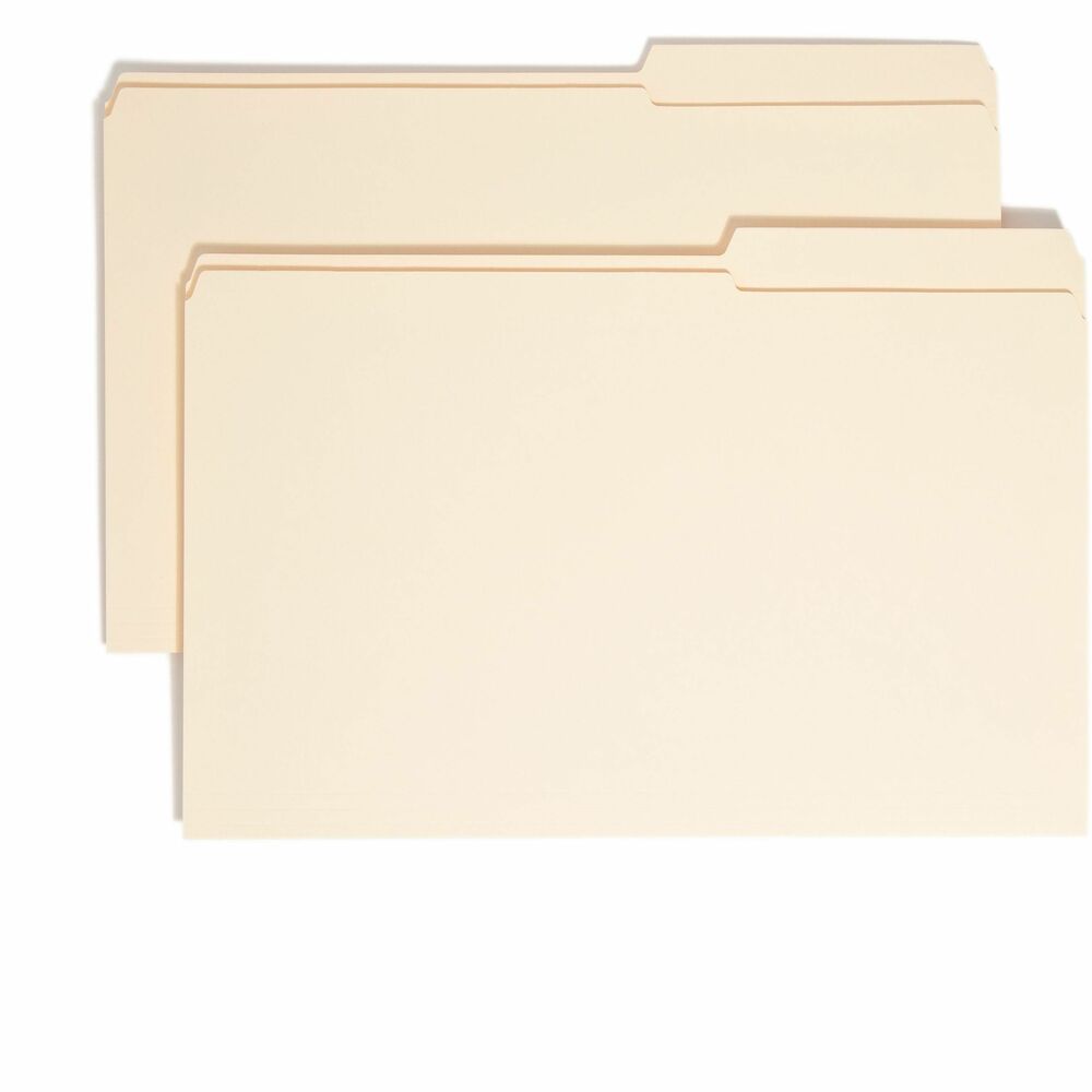 SMD15386 - More durable than standard file folders, these file folders feature reinforced tabs to provide the extra strength where you need it most. These long-lasting, 2/5-cut tabs make the folders ideal for organizing files or archives. Tabs are 1/2" high and 2/5-cut in the right position. Sturdy, 11 point construction of the file folders protects documents. Corners are rounded in front and back. Legal-size, guide-height folders are also scored for 3/4" expansion.