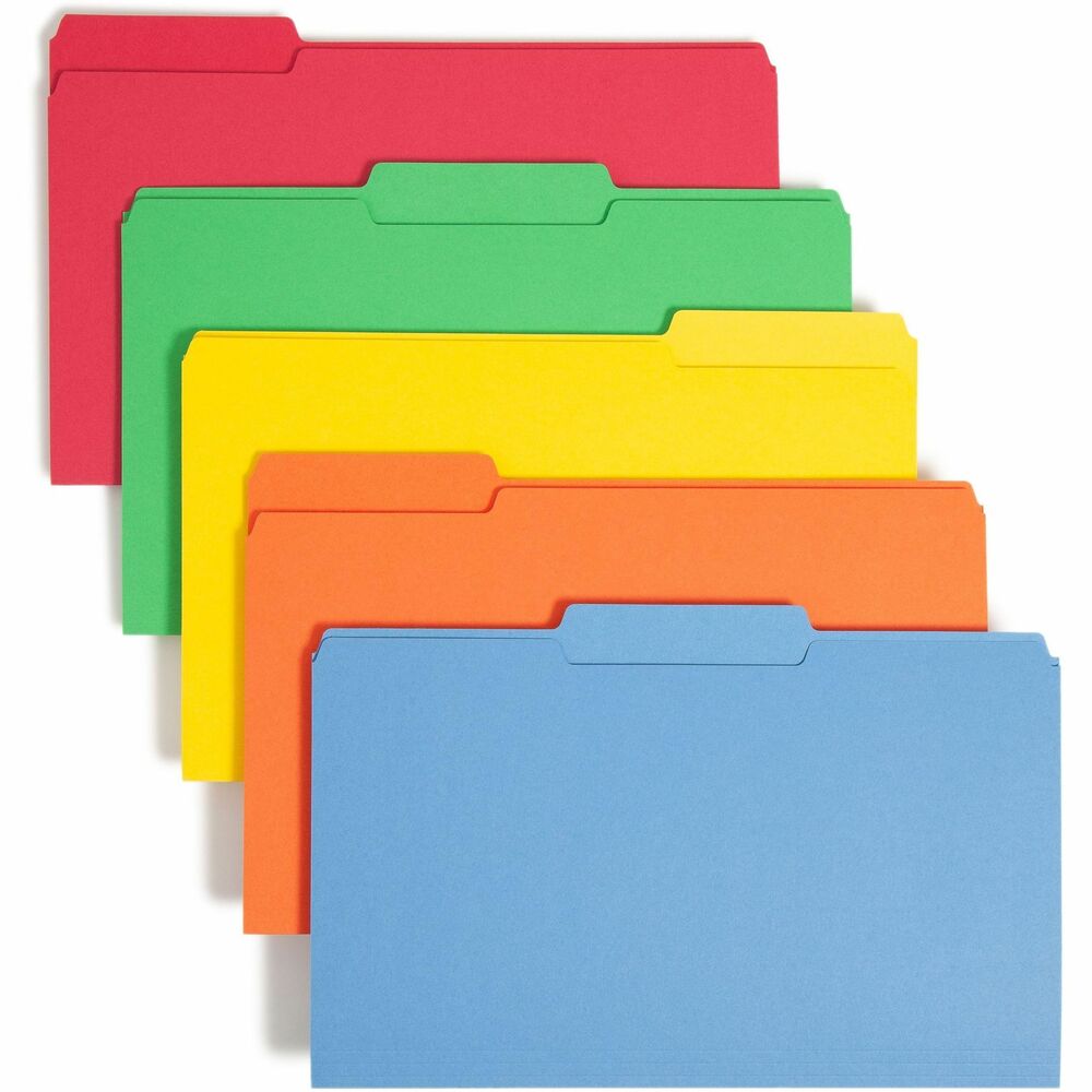 SMD16943 - Speed filing and retrieval time by using color to categorize different types of folders. Single-ply is the economical choice for files that are seldom accessed. File folders are made of 11 point stock. They also feature undercut front panel and rounded top corners. 1/3-cut tabs are 1/2" high. Folders are scored for 3/4" expansion.