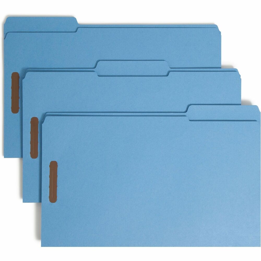 SMD17040 - Used by attorneys, bankers or salespeople to keep meeting notes and written drafts, these durable top-tab folders with 2" prong, K-style fasteners speed filing and retrieval. Two fasteners per folder provide two separate filing surfaces. Keep meeting notes on one side and written drafts on the other. Legal-size folders feature 1/3-cut assorted tabs and are scored for 3/4" expansion. Reinforced tab is 1/2" high. Each folder is made from 11 point stock. More from the Manufacturer