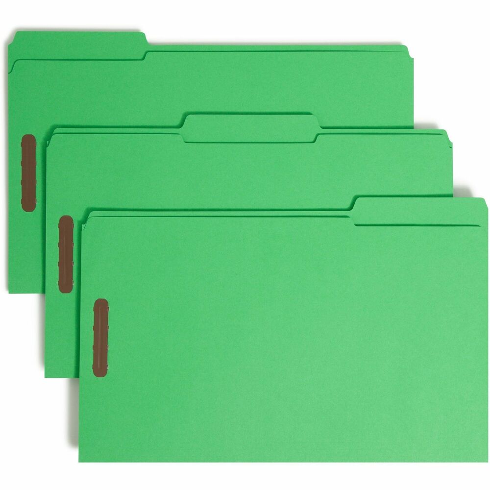 SMD17140 - Used by attorneys, bankers or salespeople to keep meeting notes and written drafts, these durable top-tab folders with 2" prong, K-style fasteners speed filing and retrieval. Two fasteners per folder provide two separate filing surfaces. Keep meeting notes on one side and written drafts on the other. Legal-size folders feature 1/3-cut assorted tabs and are scored for 3/4" expansion. Reinforced tab is 1/2" high. Each folder is made from 11 point stock. More from the Manufacturer