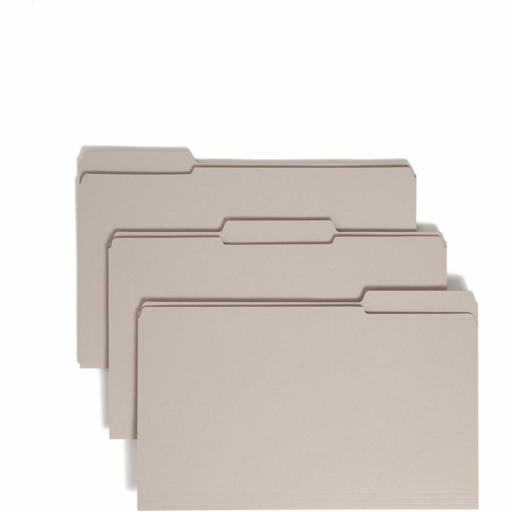 SMD17334 - More durable than standard file folders, these file folders with reinforced two-ply tabs provide extra strength where you need it most. Tabs are built stronger to last longer. 1/3-cut tabs come in assorted positions to help reduce filing and retrieval time. Use these colorful folders to categorize different types of folders or to complement your company colors or decor. Acid-free, legal-size folders are made of 11 point stock.