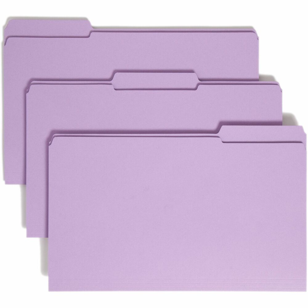 SMD17434 - More durable than standard file folders, these file folders with reinforced two-ply tabs provide extra strength where you need it most. Tabs are built stronger to last longer. 1/3-cut tabs come in assorted positions to help reduce filing and retrieval time. Use these colorful folders to categorize different types of folders or to complement your company colors or decor. Acid-free, legal-size folders are made of 11 point stock.