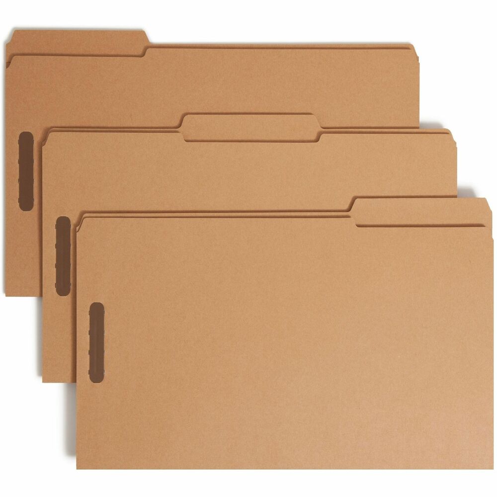 SMD19837 - Folders feature enamel-finished fasteners to provide superior strength, holding large amounts of paper securely and in sequence. Double strength tabs in assorted 1/3 cuts. Fasteners offer 2" capacity. More from the Manufacturer