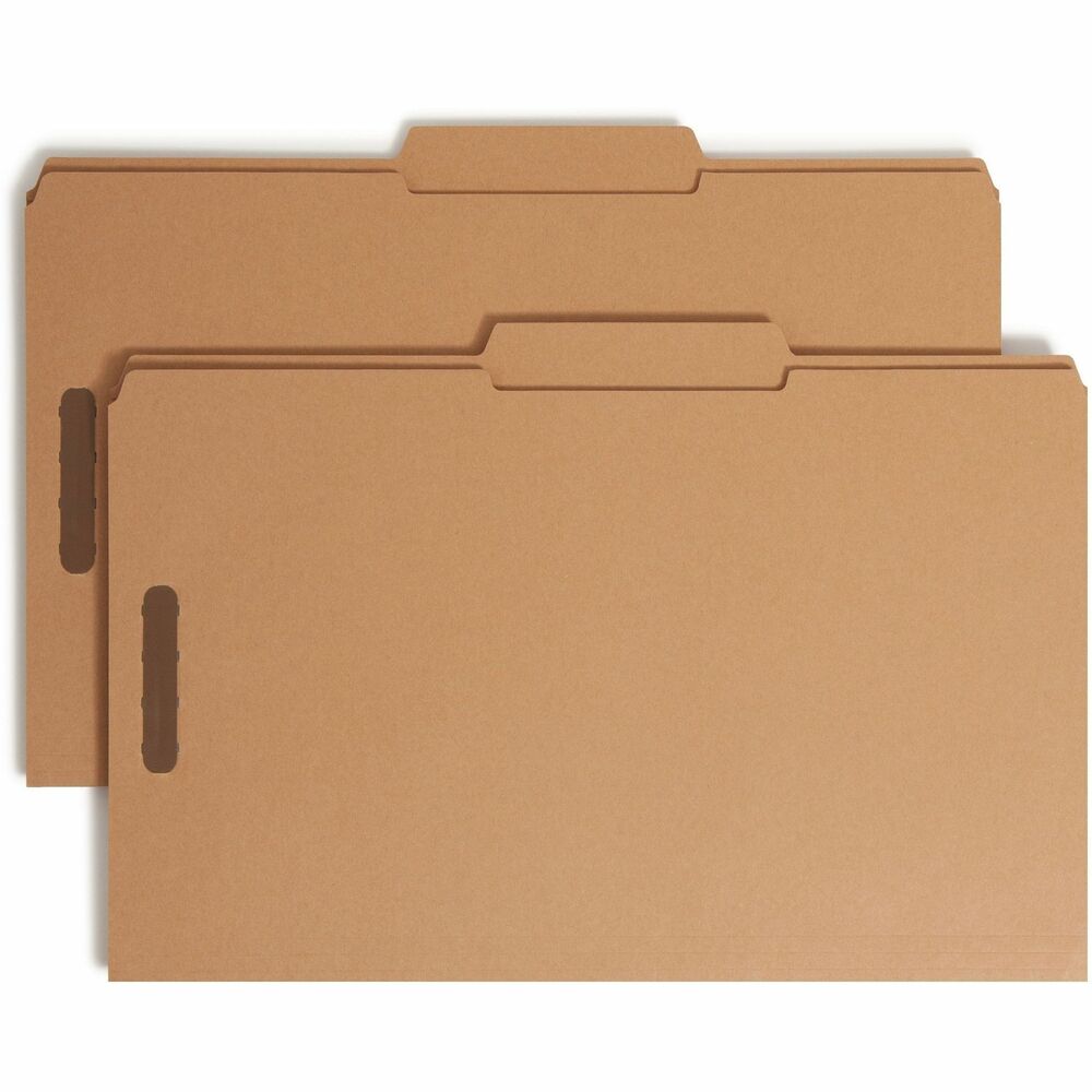 SMD19880 - Fastener folders feature two 2" prong, K-style fasteners to subdivide documents so you can keep them secure and in order. Each fastener provides superior strength to secure large amounts of paper. Double-strength tabs are 1/2" high and 2/5 cut in the right-of-center position. Folders are made from 11 point manila stock and are scored for 3/4" expansion. More from the Manufacturer