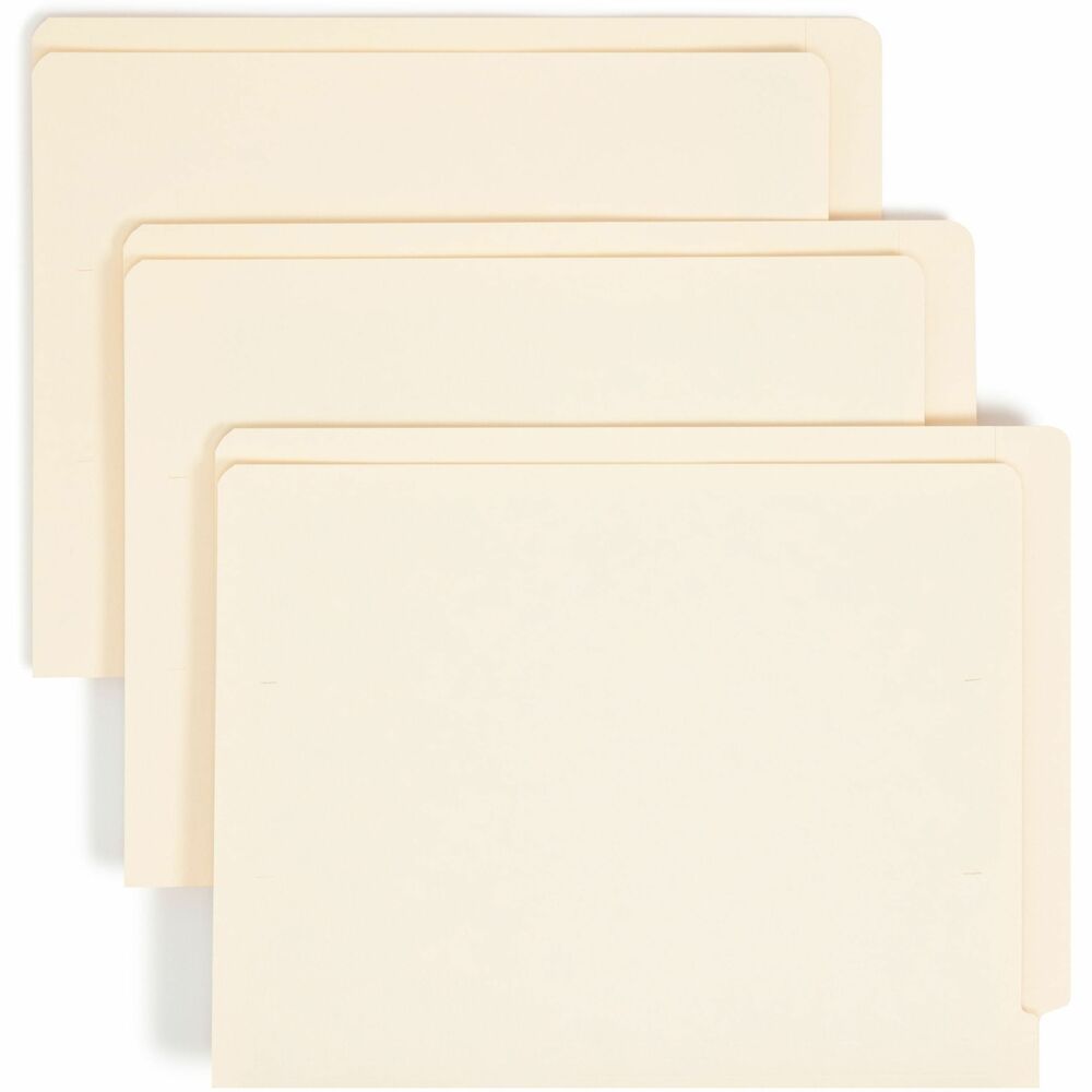 SMD24109 - The industry standard for efficient shelf filing, these letter-size file folders feature a double-thick tab for strength, embossed lines for easy label application and an undercut front panel for label readability. Perfect for medical, dental and hospital filing systems as well as for very large records-management systems in financial and insurance firms. End tabs with a straight cut are useful for overhead filing cabinets. Tabs are reinforced to last longer. Folders are made of 11 point manila stock.