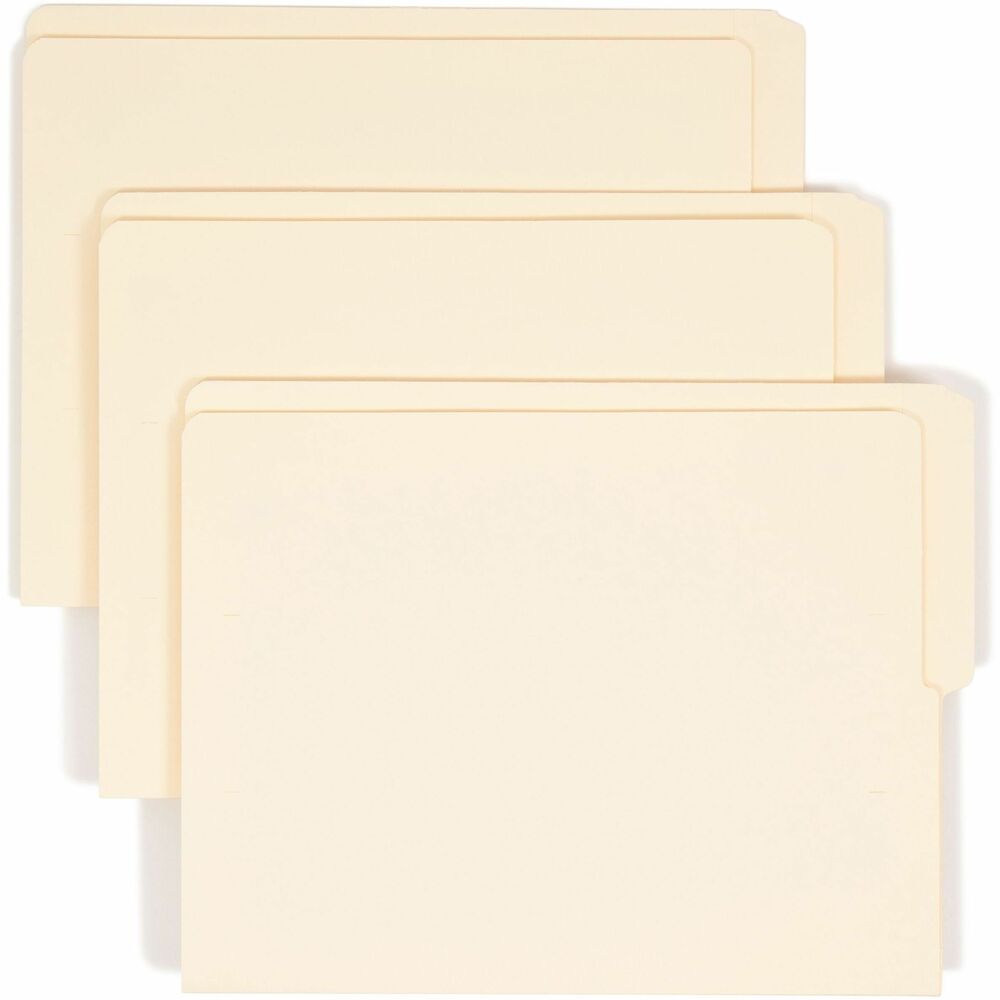 SMD24127 - The industry standard for efficient shelf filing, these end-tab folders feature a double-thick tab for strength, embossed lines for easy label application and an undercut front panel for label readability. Popular for medical, dental and hospital filing systems as well as for very large records-management systems in financial and insurance firms. Shelf-Master reinforced tab gives added strength where you need it most. Each 1/3-cut tab is in the top position for uniform shelf filing. Letter-size folders with 9" high front are made of 11 point stock.